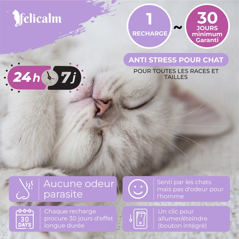 Pack Felicalm – 1 Diffuseur + 3 recharges de phéromones pour chats – 3 mois de diffusion apaisante